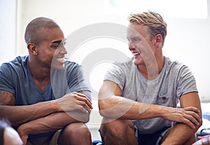 Male student, diversity and laugh on campus stairs, education and smile before lecture. College, funny and joke in