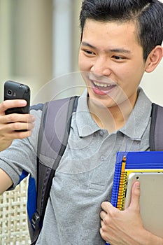Male Student Selfy With Notebooks