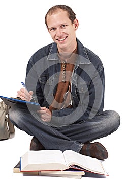 Male student studying
