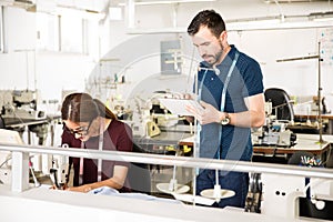 Male supervisor in a textile factory