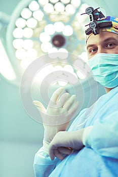 Male surgeon on background in operation room