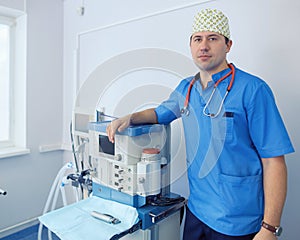 Male surgeon on background in operation room