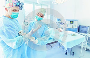 Male surgeon on background in operation room