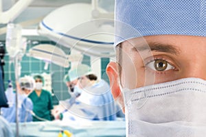 Male surgeon with his team