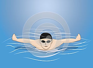 Male swimmer swimming