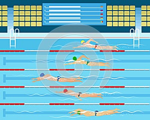 Male swimming racing in pool