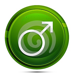 Male symbol icon glassy green round button illustration