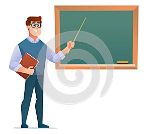 Teacher standing in front of blackboard