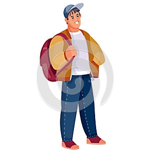 Male teenager flat vector illustration.