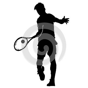 Male Tennis Player Illustration Silhouette on white background