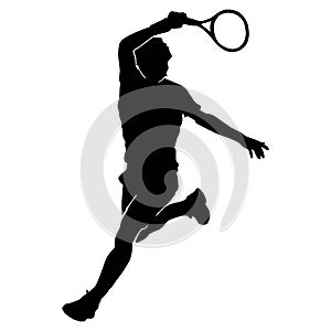 Male Tennis Player Illustration Silhouette on white background