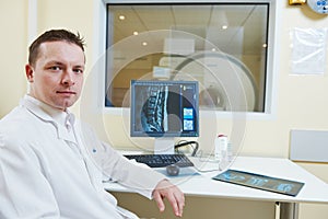 Male tomography or MRI test doctor portrait