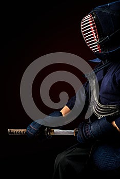 Male in tradition kendo armor