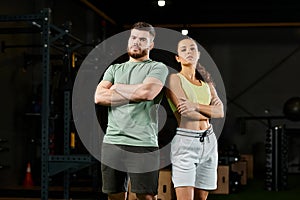 A male trainer demonstrates self-defense