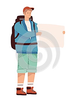 male traveler with papermap