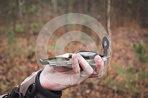 Male trying Finding direction in the nature