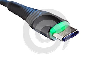 Male usb c plug with green light