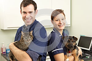 Male Veterinary Surgeon And Nurse photo