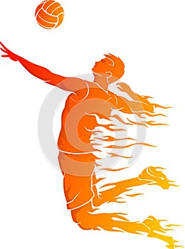 Male Volleyball, Abstract Hot Flame