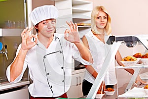 Male wearing chef uniform.