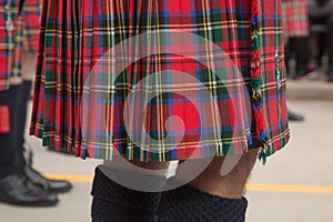 Male wearing kilt close up legs