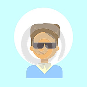 Male Wearing Sun Glasses Emotion Profile Icon, Man Cartoon Portrait Happy Smiling Face