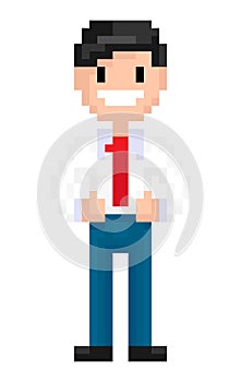 Person Made of Pixels, 8bit Game Character Vector photo