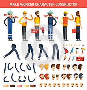 Male Worker Character Constructor Composition