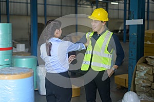 Male worker harassing female Colleague, sexual harassment at work photo