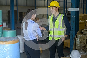 Male worker harassing female Colleague, sexual harassment at work photo