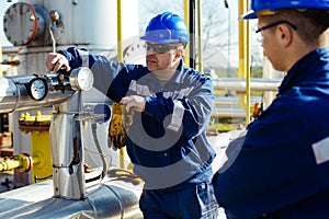 Male worker inspection visual pipeline oil and gas