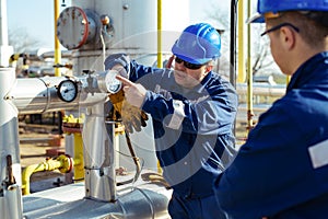 Male worker inspection visual pipeline oil and gas