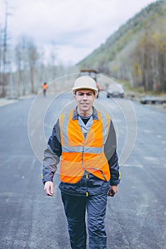 Male worker road construction