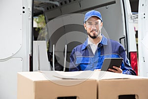 Male Worker Using Tablet