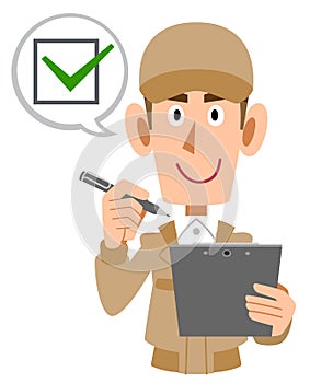 Male working staff checking and confirming