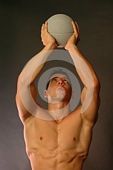 Male with workout ball
