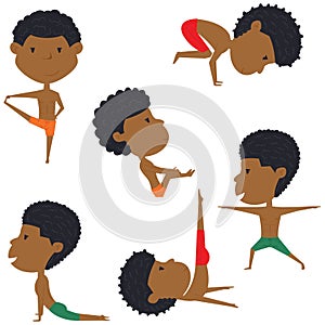 Male yoga vector collection.