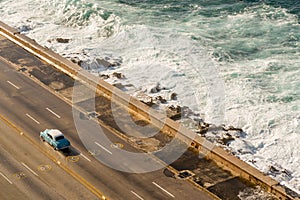 Malecon waves in Havana, Cuba