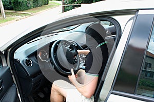 The malefactor in the mask stealing car