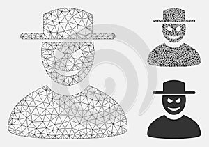 Malevolent Gentleman Vector Mesh Carcass Model and Triangle Mosaic Icon