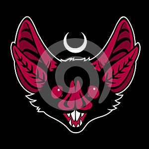 Malevolent stylized grinned bat