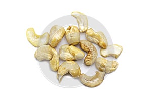 Malformed cashews nut salty roasted food ingredient natural isolated on white