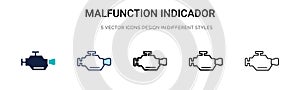 Malfunction indicador icon in filled, thin line, outline and stroke style. Vector illustration of two colored and black