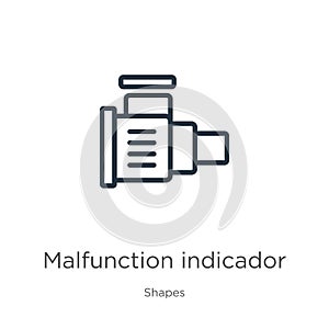 Malfunction indicador icon. Thin linear malfunction indicador outline icon isolated on white background from shapes collection. photo