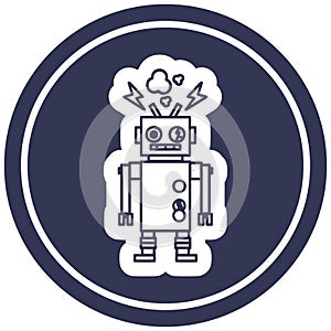 malfunctioning robot circular icon