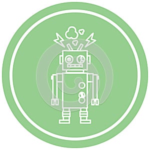 malfunctioning robot circular icon