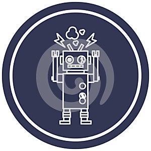 malfunctioning robot circular icon