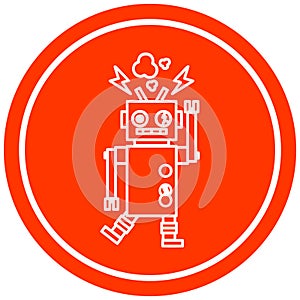 malfunctioning robot circular icon