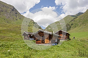 The Malga Fane hut in Valles, near Rio di Pusteria, South Tyrol photo
