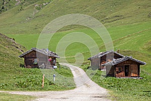 The Malga Fane hut in Valles, near Rio di Pusteria, South Tyrol photo
